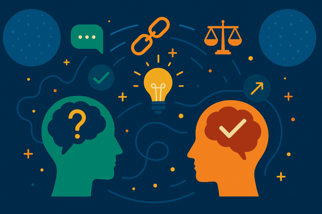 Diagrama visual representando Reinforcement Fine-Tuning (RFT), com um modelo de inteligência artificial no centro, setas circulares a indicar o ciclo de feedback e uma entidade a avaliar respostas, em estilo minimalista com tons de azul e cinza, sem texto